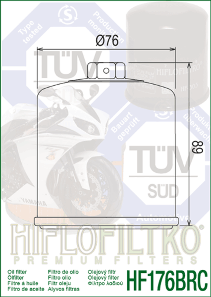 Hiflofiltro Oil Filter — HF176BRC