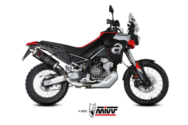 MIVV Dakar Black Slip-On Exhaust (A.017.LEKB) for 2022-2024 Aprilia Tuareg 660