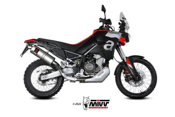 MIVV Dakar Stainless Slip-On Exhaust (A.017.LEKX) for 2022-2024 Aprilia Tuareg 660