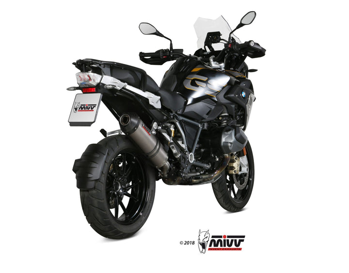 MIVV Oval Titanium Slip-On Exhaust with Carbon Cap (B.034.LNC) for 2019-2022 BMW R 1250 GS/Adventure