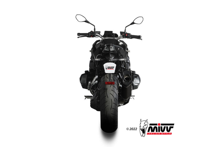 MIVV SR1 Black Titanium Carbon Tip Slip-On Exhaust (B.040.LR1TB) for 2021-2023 BMW R1250 R/RS