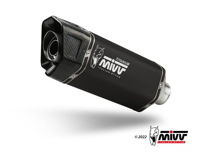 MIVV SR1 Black Titanium Carbon Tip Slip-On Exhaust (B.040.LR1TB) for 2021-2023 BMW R1250 R/RS