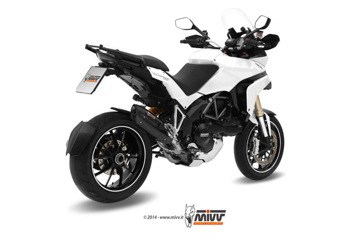 MIVV Suono Black Slip-On Exhaust with Carbon Caps (D.027.L9) for 2010-2014 Ducati Multistrada 1200