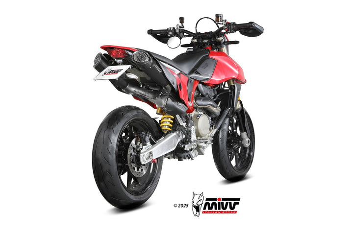 MIVV MX-5 Black Steel Carbon Tip Slip-On Exhaust (D.055.LC5B) for 2024-2026 Ducati Hypermotard 698 Mono