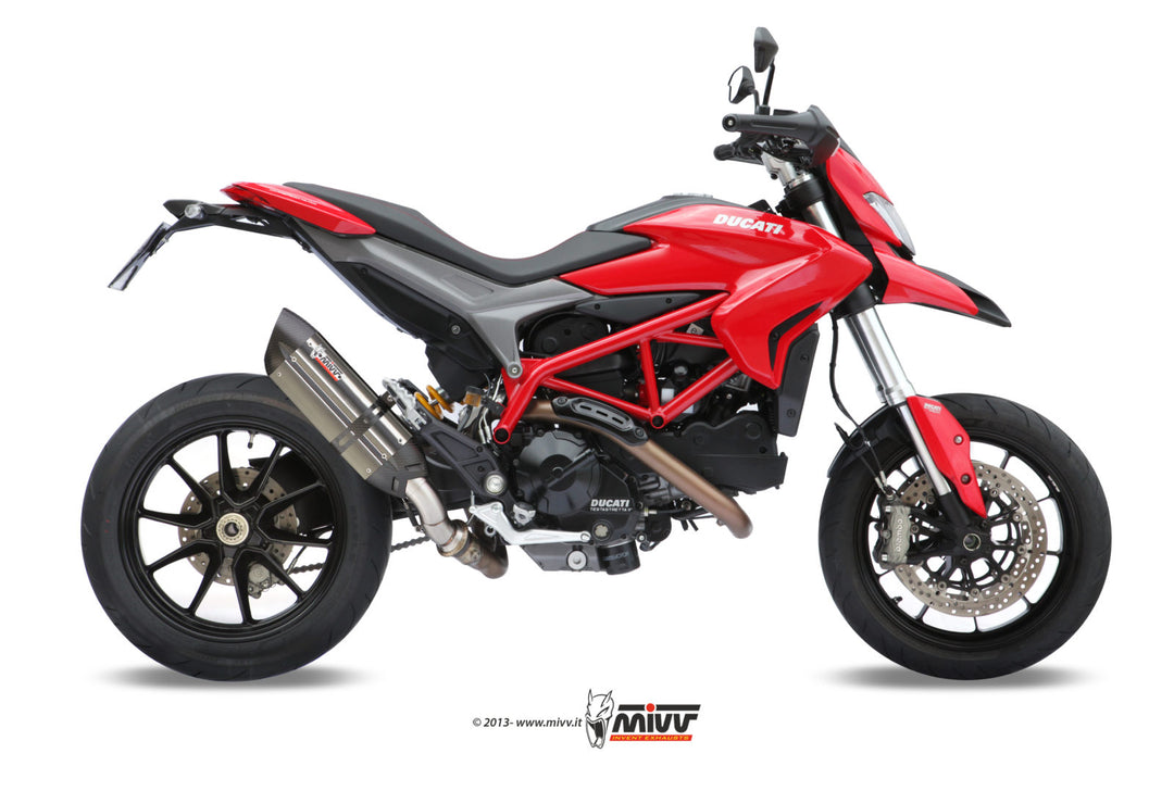 MIVV Suono Stainless Steel Slip-On Exhaust with Carbon Caps (D.029.L7) for 2013-2015 Ducati Hypermotard/Strada 821