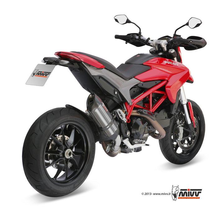 MIVV Suono Stainless Steel Slip-On Exhaust with Carbon Caps (D.029.L7) for 2013-2015 Ducati Hypermotard/Strada 821