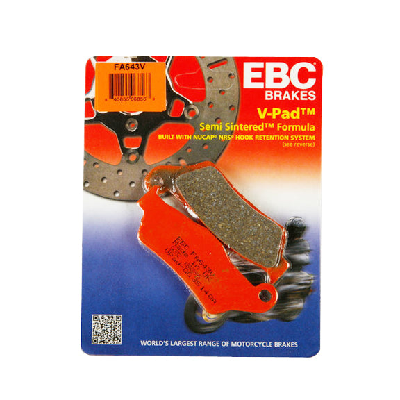 EBC 14-15 Harley-Davidson Street XG 500 Street Front Left Semi-Sintered Vee Brake Pads — FA643V