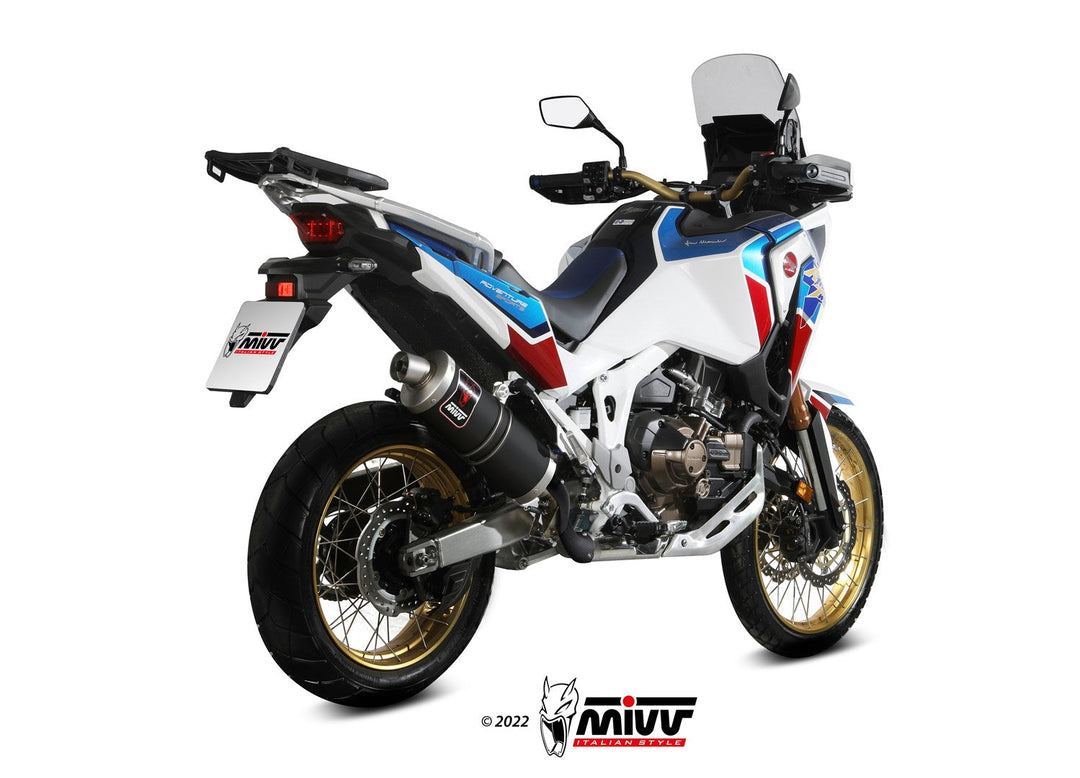 MIVV Dakar Black Slip-On Exhaust (H.079.LEKB) for 2020-2022 Honda CRF1100L Africa Twin