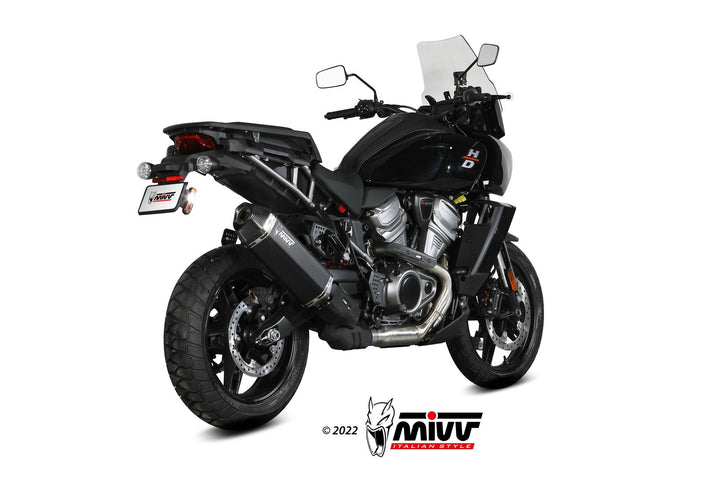 MIVV Speed Edge Black Slip-On Exhaust (HD.003.LRB) for 2021-2025 Harley-Davidson Pan America