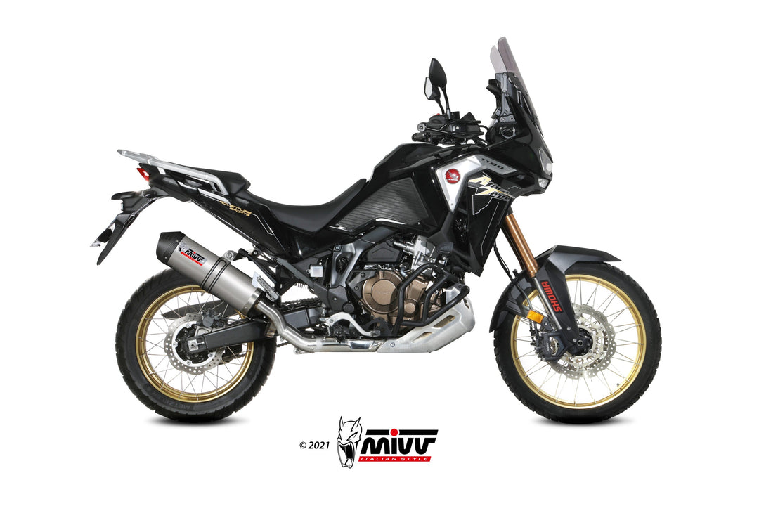 MIVV Oval Titanium Slip-On Exhaust with Carbon Cap (H.079.LNC) for 2020-2022 Honda CRF1100L Africa Twin