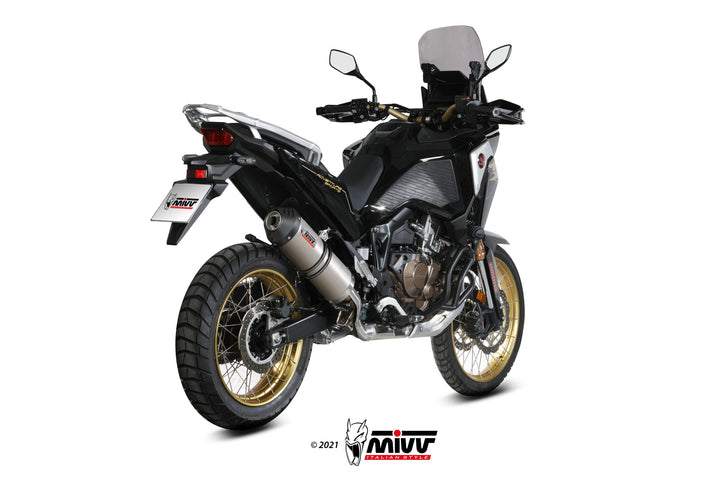 MIVV Oval Titanium Slip-On Exhaust with Carbon Cap (H.079.LNC) for 2020-2022 Honda CRF1100L Africa Twin