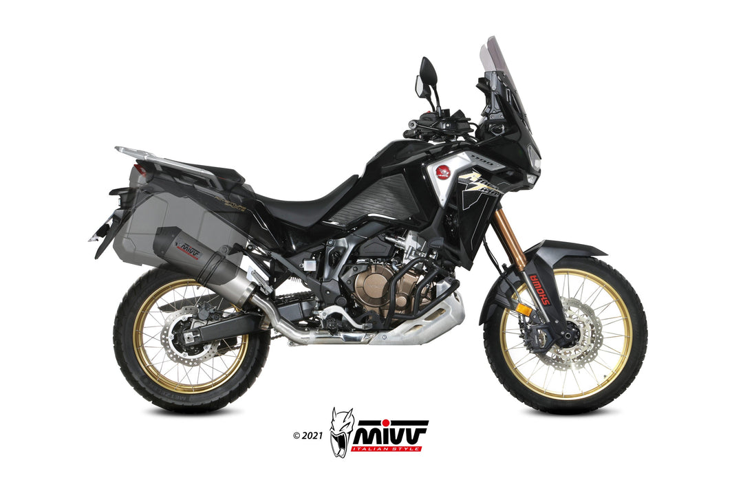 MIVV Oval Titanium Slip-On Exhaust with Carbon Cap (H.079.LNC) for 2020-2022 Honda CRF1100L Africa Twin