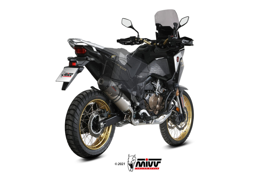 MIVV Oval Titanium Slip-On Exhaust with Carbon Cap (H.079.LNC) for 2020-2022 Honda CRF1100L Africa Twin