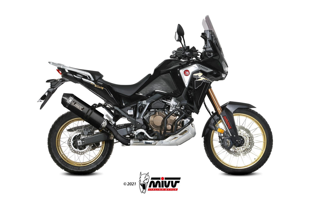MIVV Speed Edge Black Slip-On Exhaust (H.079.LRB) for 2020-2022 Honda CRF1100L Africa Twin