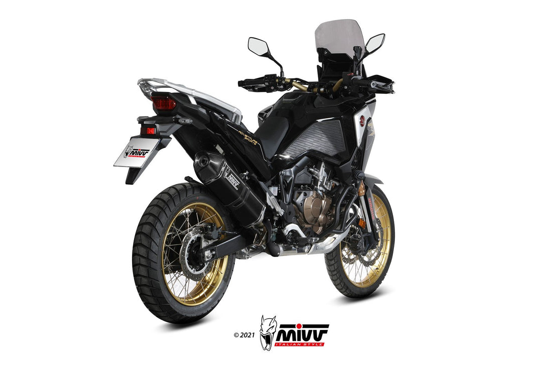 MIVV Speed Edge Black Slip-On Exhaust (H.079.LRB) for 2020-2022 Honda CRF1100L Africa Twin