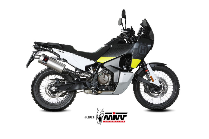 MIVV Dakar Stainless Steel Slip-On Exhaust (HU.002.LEKX) for 2022-2024 Husqvarna Norden 901