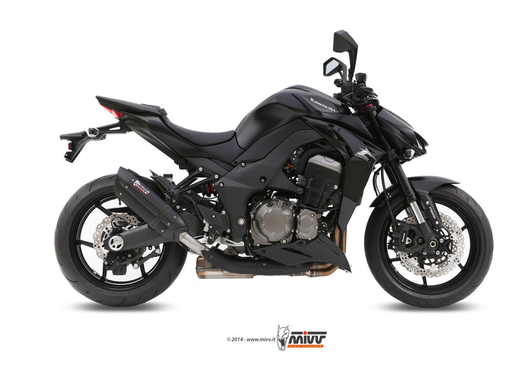 MIVV Suono Black Slip-On Exhaust with Carbon Caps (K.039.L9) for 2014-2020 Kawasaki Z1000/Z1000R