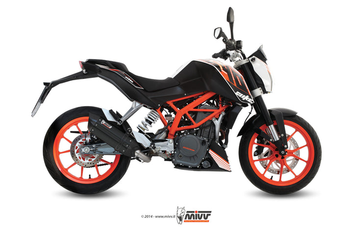 MIVV Suono Black Full System Exhaust with Carbon Caps (KT.012.L9) for 2013-2016 KTM 390 Duke