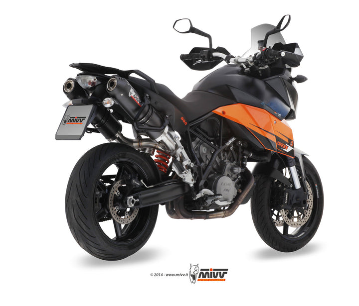 MIVV Oval Carbon Slip-On Exhaust with Carbon Cap (KT.013.L3C) for 2009-2013 KTM 990 Supermoto SMT