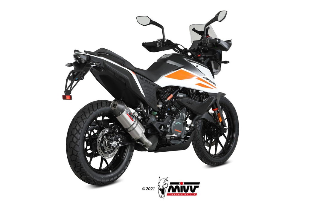 MIVV Oval Titanium Slip-On Exhaust with Carbon Cap (KT.024.L4C) for 2020-2022 KTM 390 Adventure