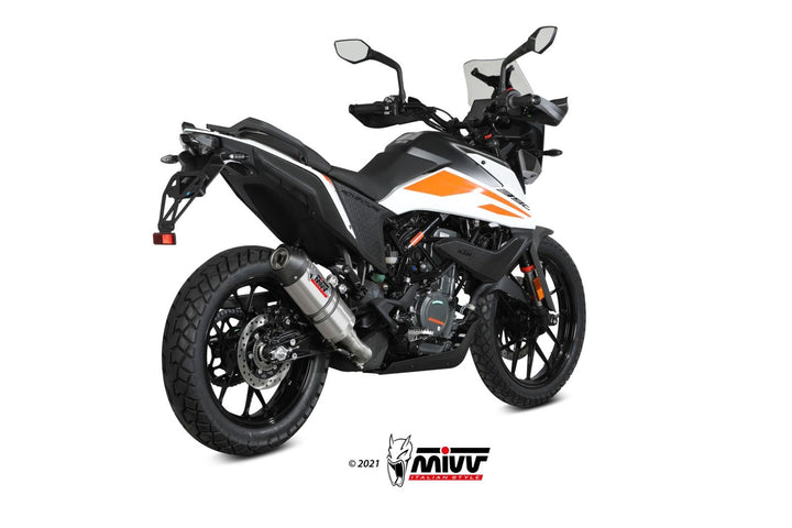MIVV Oval Titanium Slip-On Exhaust with Carbon Cap (KT.024.L4C) for 2020-2022 KTM 390 Adventure