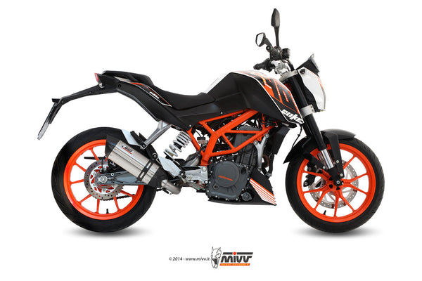 MIVV Suono Stainless Full System Exhaust with Carbon Caps (KT.012.L7) for 2013-2016 KTM 390 Duke