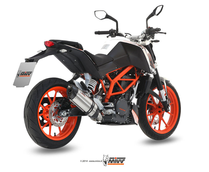 MIVV Suono Stainless Full System Exhaust with Carbon Caps (KT.012.L7) for 2013-2016 KTM 390 Duke