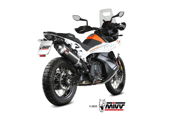 MIVV Dakar Black Stainless Slip-On Exhaust (KT.021.LEKB) for 2019-2023 KTM 790/890 Adventure/R