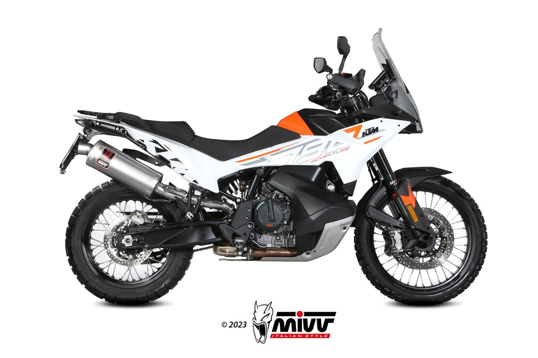 MIVV Dakar Stainless Slip-On Exhaust (KT.021.LEKX) for 2019-2023 KTM 790/890 Adventure/R
