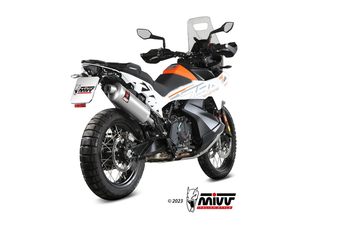 MIVV Dakar Stainless Slip-On Exhaust (KT.021.LEKX) for 2019-2023 KTM 790/890 Adventure/R