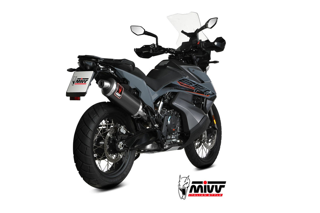 MIVV Dakar Black Stainless Slip-On Exhaust (KT.021.LEKB) for 2019-2023 KTM 790/890 Adventure/R