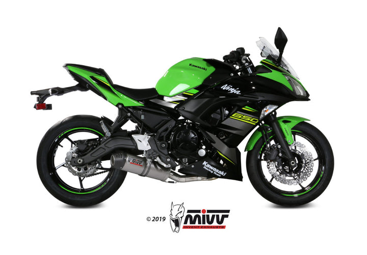 MIVV Oval Titanium Full System Exhaust with Carbon Cap (K.044.L4C) for 2017-2022 Kawasaki Ninja 650/Z650