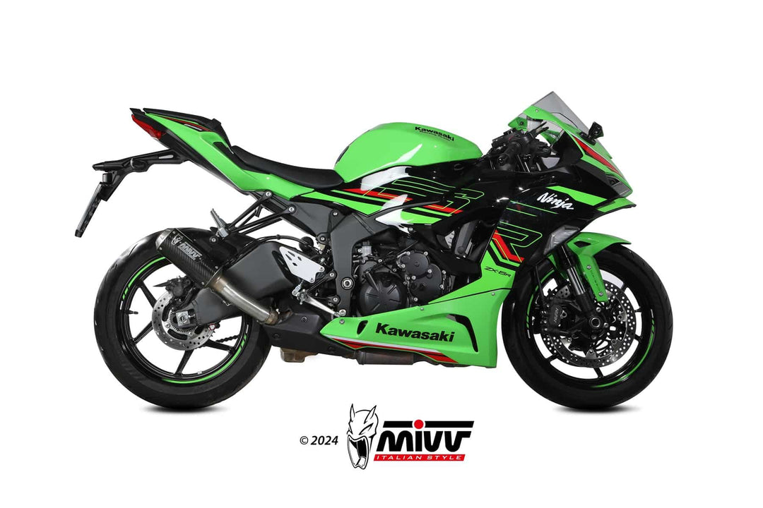 MIVV MK3 Carbon Slip-On Exhaust (K.050.SM3C) for 2019-2025 Kawasaki ZX-6R 636
