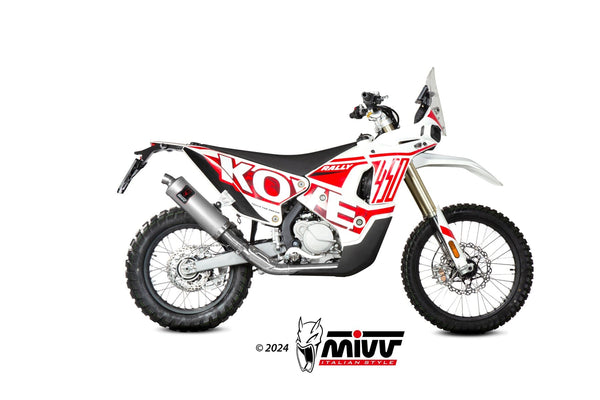 MIVV Dakar Stainless Slip-On Exhaust (KO.001.LDKX) for 2023-2026 Kove 450 Rally
