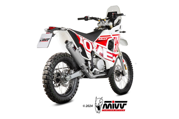 MIVV Dakar Stainless Slip-On Exhaust (KO.001.LDKX) for 2023-2026 Kove 450 Rally
