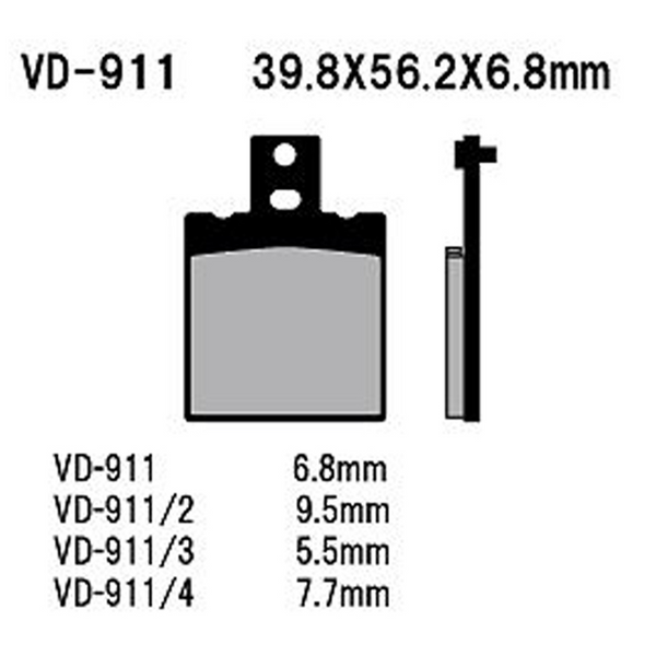Vesrah Semi-Metallic Brake Pads — VD-911/2