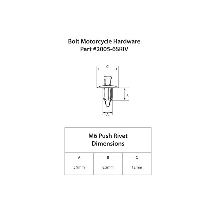 Bolt M6 Nylon Push Rivets, 3-Stage (10-Pack)