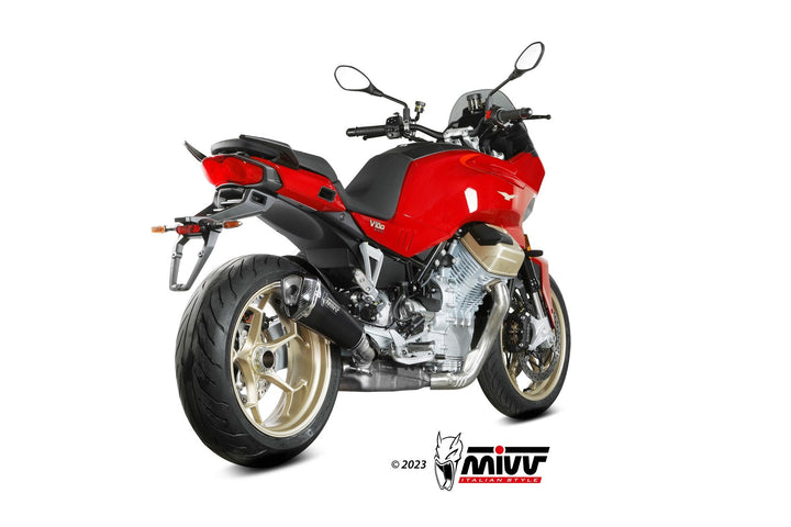 MIVV Delta Race Black Slip-On Exhaust (M.015.LDRB) for 2022-2024 Moto Guzzi V100 Mandello