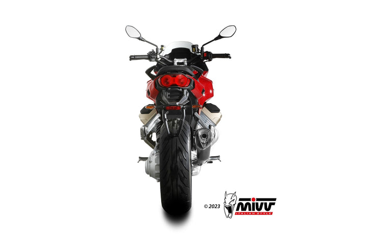 MIVV Delta Race Black Slip-On Exhaust (M.015.LDRB) for 2022-2024 Moto Guzzi V100 Mandello