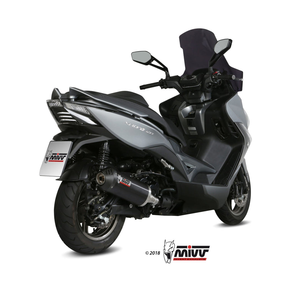 MIVV Oval Black Slip-On Exhaust with Carbon Cap (O.010.LVC) for 2013-2018 Kymco Xciting 400i