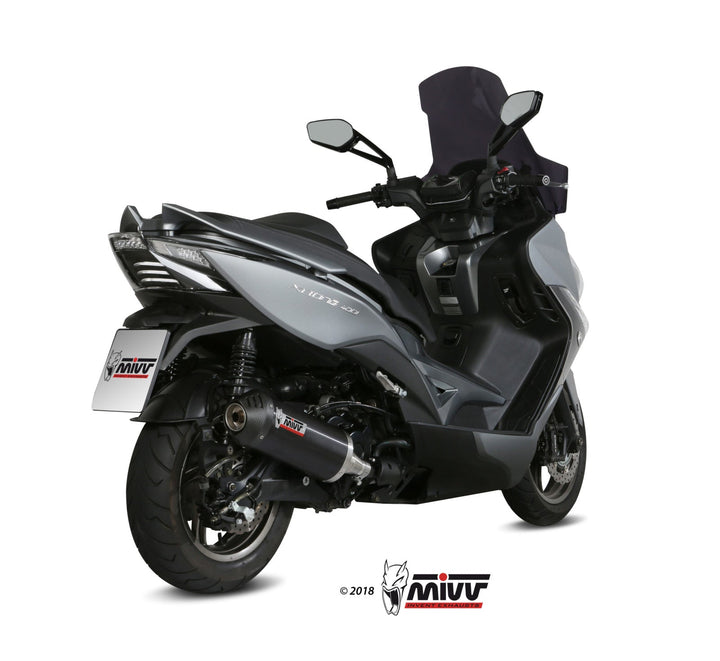 MIVV Oval Black Slip-On Exhaust with Carbon Cap (O.010.LVC) for 2013-2018 Kymco Xciting 400i