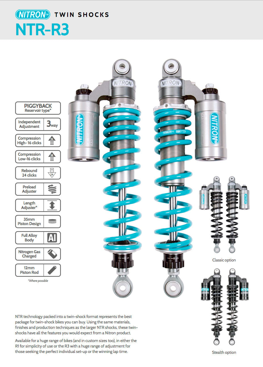 Nitron NTR R3 Twin Rear Shocks, Yamaha XJR1200 / 1300