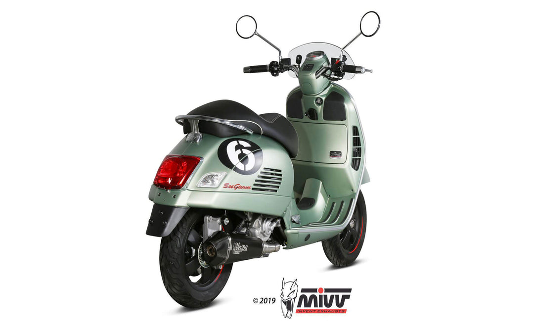 MIVV Delta Race Black Full System Exhaust (P.008.LDRB) for 2008-2020 Piaggio Vespa GTS 300