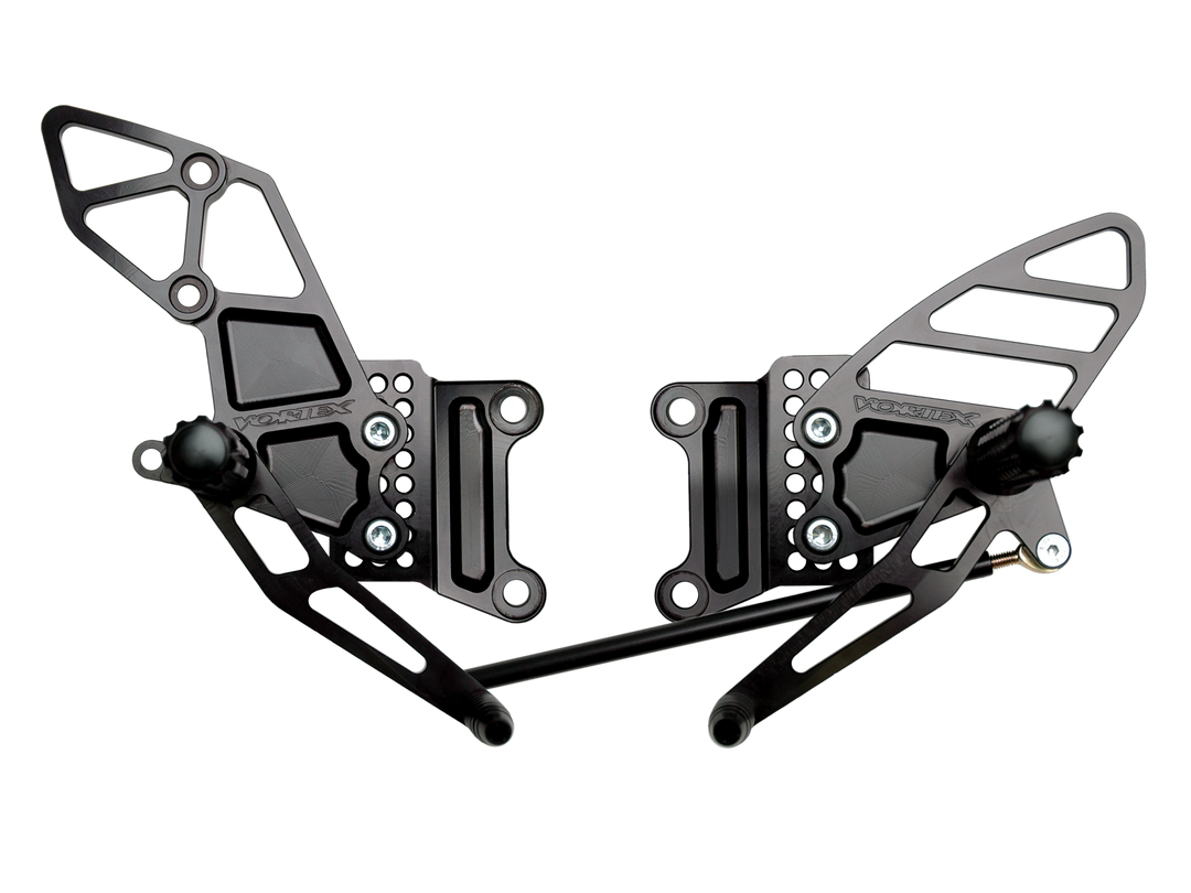 Vortex 07-08 Kawasaki ZX600 Ninja ZX-6R,05-06 ZX600 Ninja ZX-6RR Adjustable Rearsets — Black (RS406K)