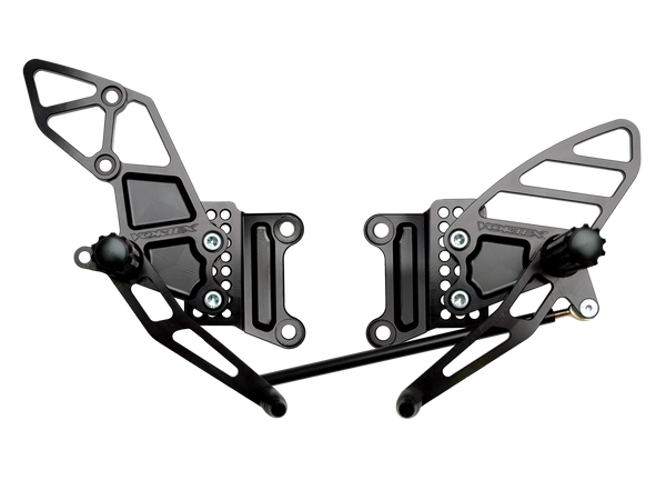 Vortex 07-08 Kawasaki ZX600 Ninja ZX-6R,05-06 ZX600 Ninja ZX-6RR Adjustable Rearsets — Black (RS406K)