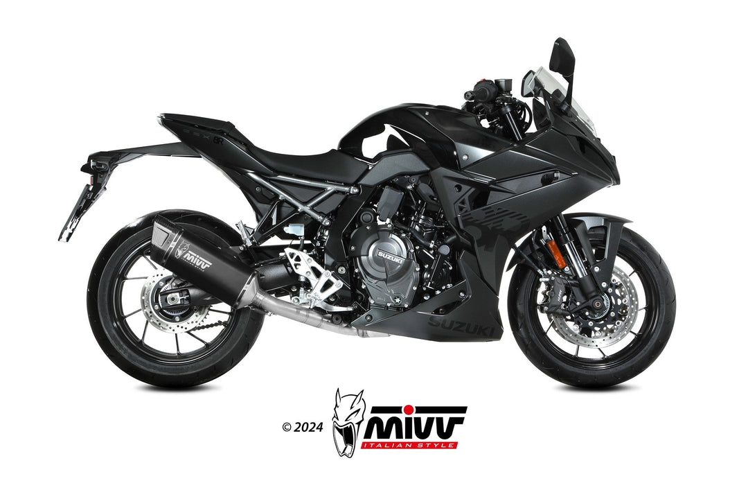 MIVV SR-1 Black Stainless High-Mount Complete Exhaust (S.063.LR1XB) for 2022-2024 Suzuki GSX-8S/R