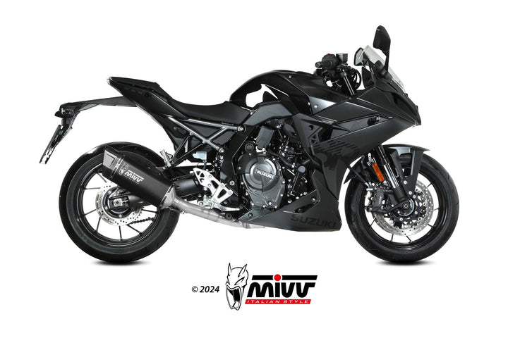 MIVV SR-1 Black Stainless High-Mount Complete Exhaust (S.063.LR1XB) for 2022-2024 Suzuki GSX-8S/R