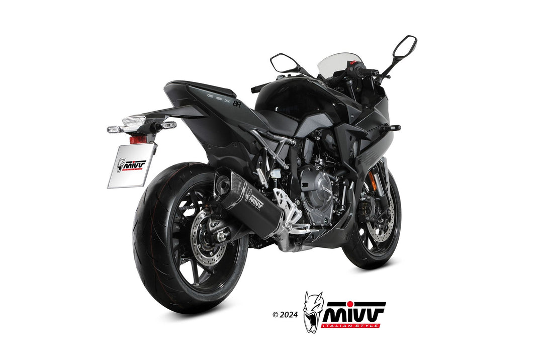 MIVV SR-1 Black Stainless High-Mount Complete Exhaust (S.063.LR1XB) for 2022-2024 Suzuki GSX-8S/R
