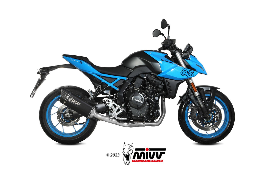 MIVV SR-1 Black Stainless High-Mount Complete Exhaust (S.063.LR1XB) for 2022-2024 Suzuki GSX-8S/R
