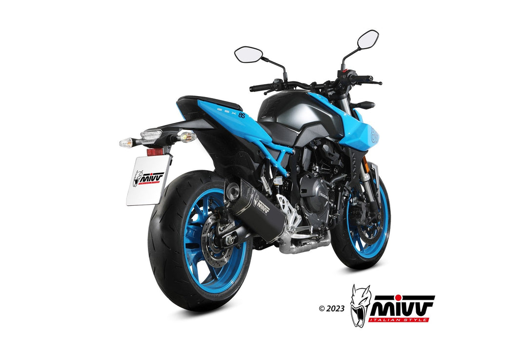 MIVV SR-1 Black Stainless High-Mount Complete Exhaust (S.063.LR1XB) for 2022-2024 Suzuki GSX-8S/R